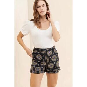 ANTHROPOLOGIE MAEVE Black Motif REESE Printed Shorts Size 6